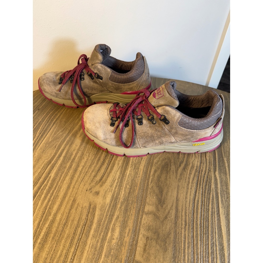 Danner Mountain 600 Low Hiking Shoes Women 9.5 Taupe Plum Gray Waterproof Vibram - Picture 4 of 10